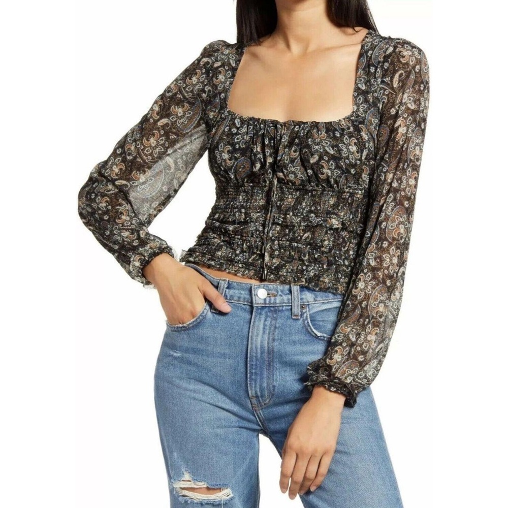 NWT Free People Lolita Top in Black Combo - Picture 3 of 16